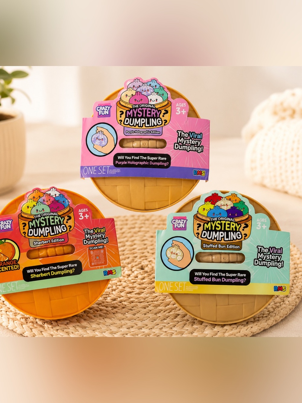 Original Mystery Dumpling bundle Stuffed Bun , Orange Sherbet and Purple Hologra